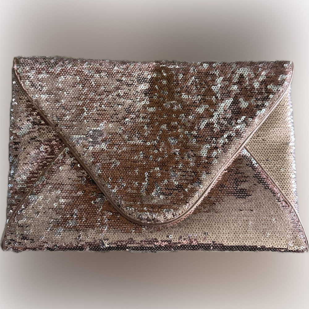 BCBGMaxAzria Sequin Clutch - Bronze